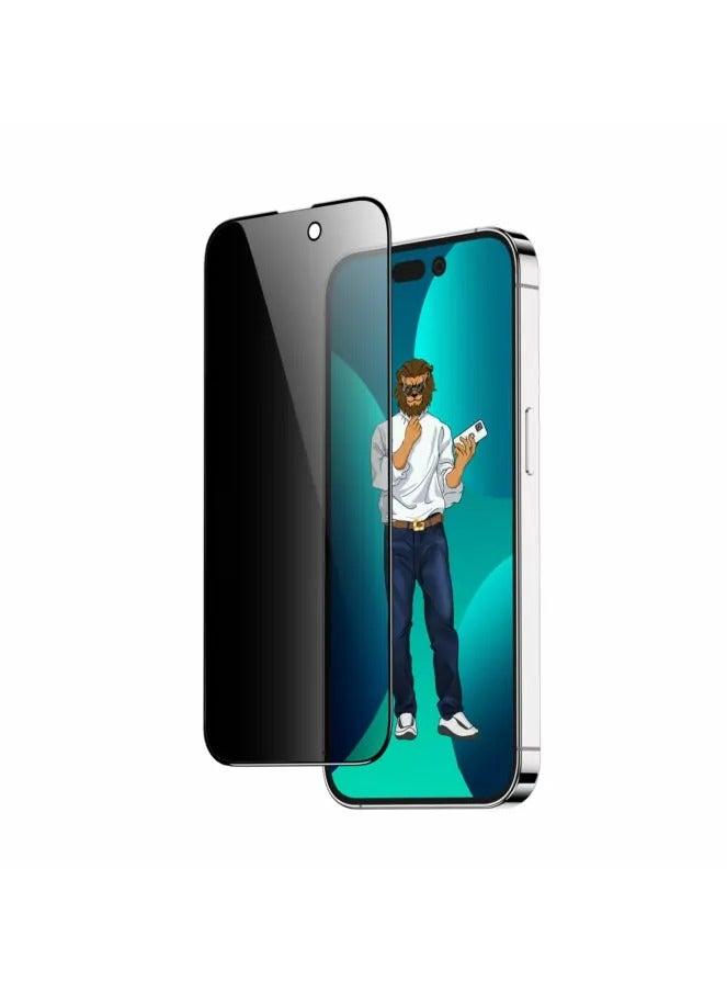 GREEN LION iPhone 14 Pro Max Screen Protector 9H Steve Privacy Full Glass for iPhone 14 Pro Max ( 6.1" ) - Black - Image 1