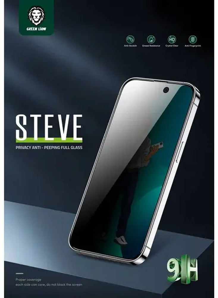 GREEN LION iPhone 14 Pro Max Screen Protector 9H Steve Privacy Full Glass for iPhone 14 Pro Max ( 6.1" ) - Black - Image 2