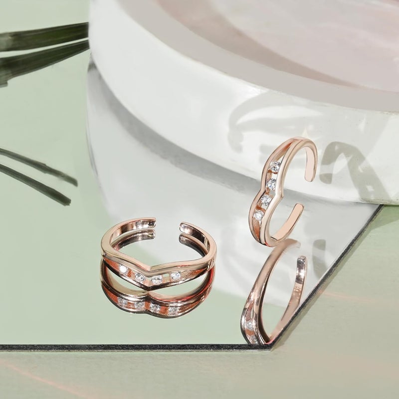 TOUCH925 Store Adjustable Silver Toe Rings in Rose Gold Color | Band Foot Jewelry for Women & Girls | Silver Bichiya | Birthday and Anniversary Gift for wife - Image 3