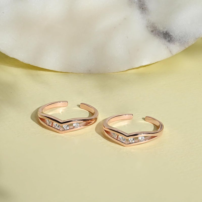 TOUCH925 Store Adjustable Silver Toe Rings in Rose Gold Color | Band Foot Jewelry for Women & Girls | Silver Bichiya | Birthday and Anniversary Gift for wife - Image 4