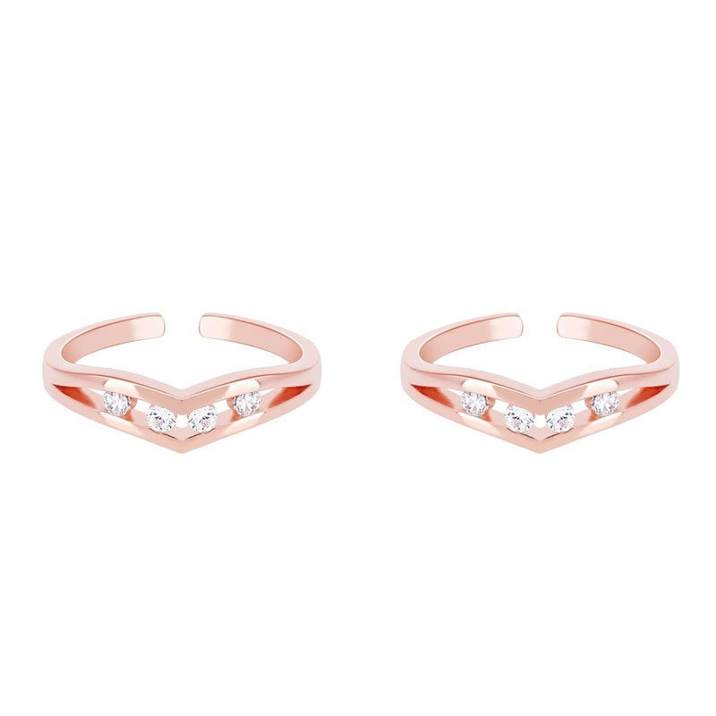TOUCH925 Store Adjustable Silver Toe Rings in Rose Gold Color | Band Foot Jewelry for Women & Girls | Silver Bichiya | Birthday and Anniversary Gift for wife - Image 1