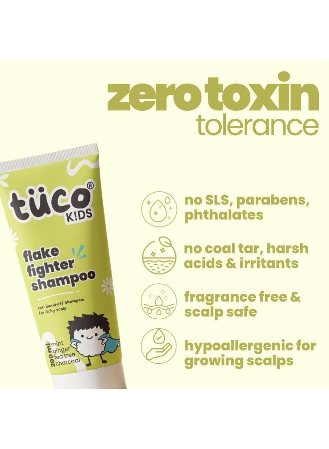 TuCo شامبو TuCo Kids المضاد للقشرة بخلاصة الغلطرية (Wintergreen) والنعناع والفحم النشط | لفروة الرأس المسببة للحكة والشعر الخشن | درجة حموضة 5.5، نباتي، ولا يسبب حرقان العينين | للأعمار 2-5 و4-10 و10-15 سنة | 200 مل - Image 3