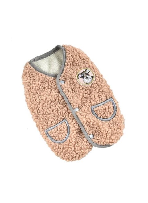 Hong pet plush vest coat for pets coffee color large