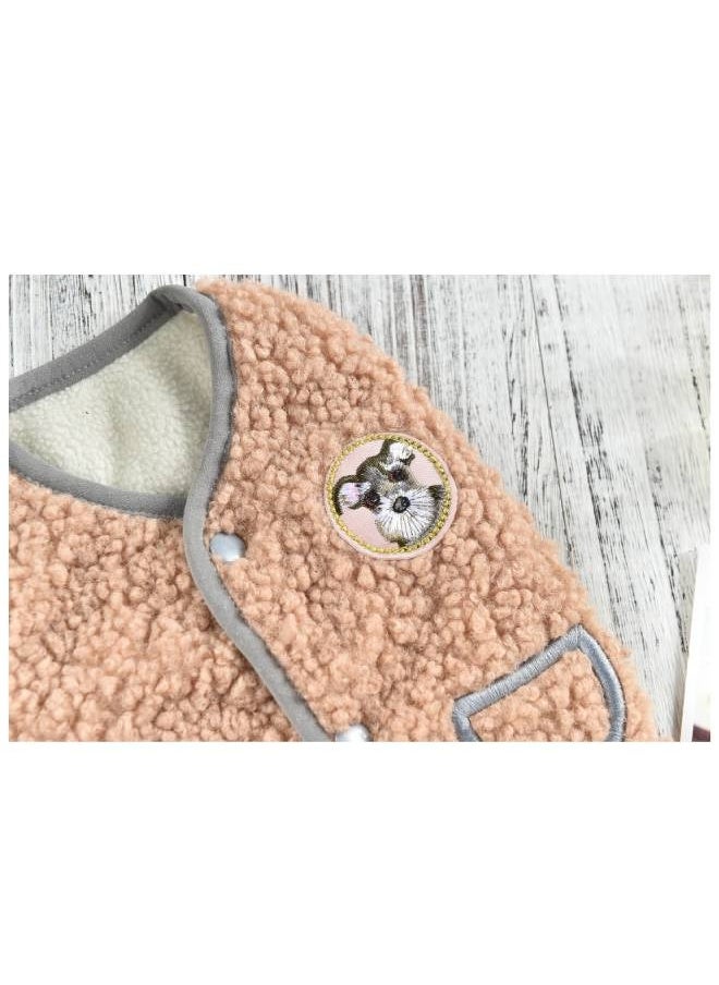 Generic - Hong pet plush vest coat for pets coffee color large - Image 1
