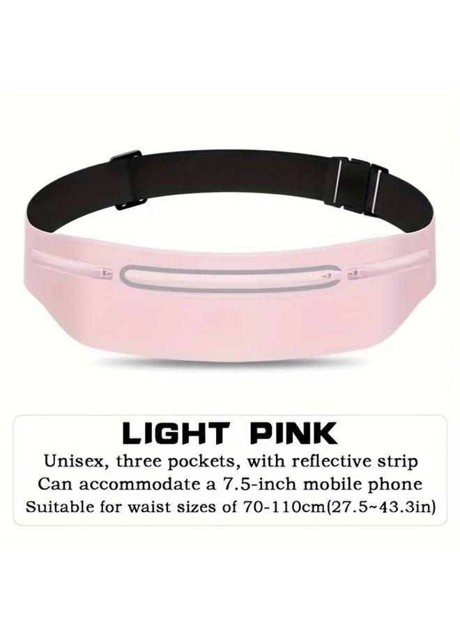 Ultra Thin Invisible Waist Bag Adjustable Strap 3 Pockets For 7 5 Inch Phone Sky Blue - Image 5