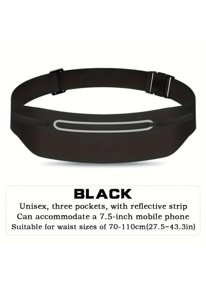 Ultra Thin Invisible Waist Bag Adjustable Strap 3 Pockets For 7 5 Inch Phone Sky Blue - Image 3