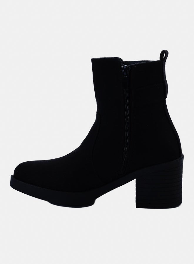 XO Style Leather Ankle Boot -Black - Image 4