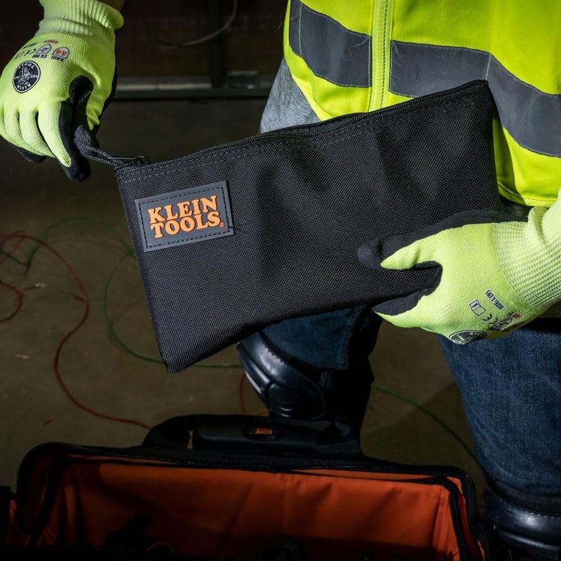 Klein Tools 12.5-Inch Cordura Nylon Zipper Tool Pouch - Heavy-Duty Black Storage Bag - Image 3