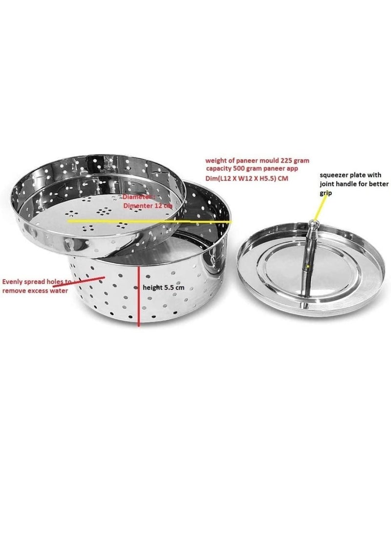 LIGHTNIING HAMMERZ LIGHTNIING HAMMERZ Stainless Steel Square Shape Indian PaneerTofu Press Mould Maker 2 Different Sizes Paneer Maker with Top Pressing Lid Small Medium Rould Mould 500ml  - Image 4