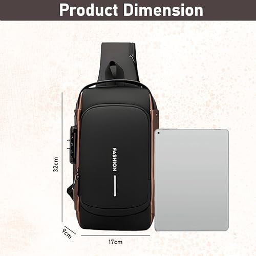 SNDIA Sling Bag for Men Stylish Crossbody Backpack for Men & Women, Anti-Theft Chest Bag with USB Charging Port, Messenger Bags, Casual Shoulder Bag (Black-32 x 17 x 9 cm) - Image 2