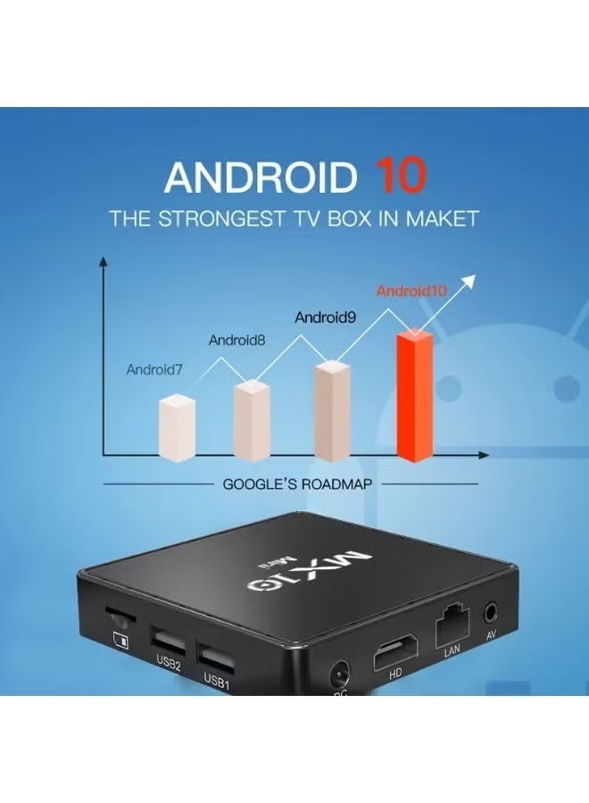 MX10 Android TV Box 4K Ultra HD Media Player with Remote, Built-in Wireless Casting, Smooth Streaming, Fast Wi-Fi Connectivity, Multi-Format Video Support, Smart Home Entertainment Hub – Black - Image 4