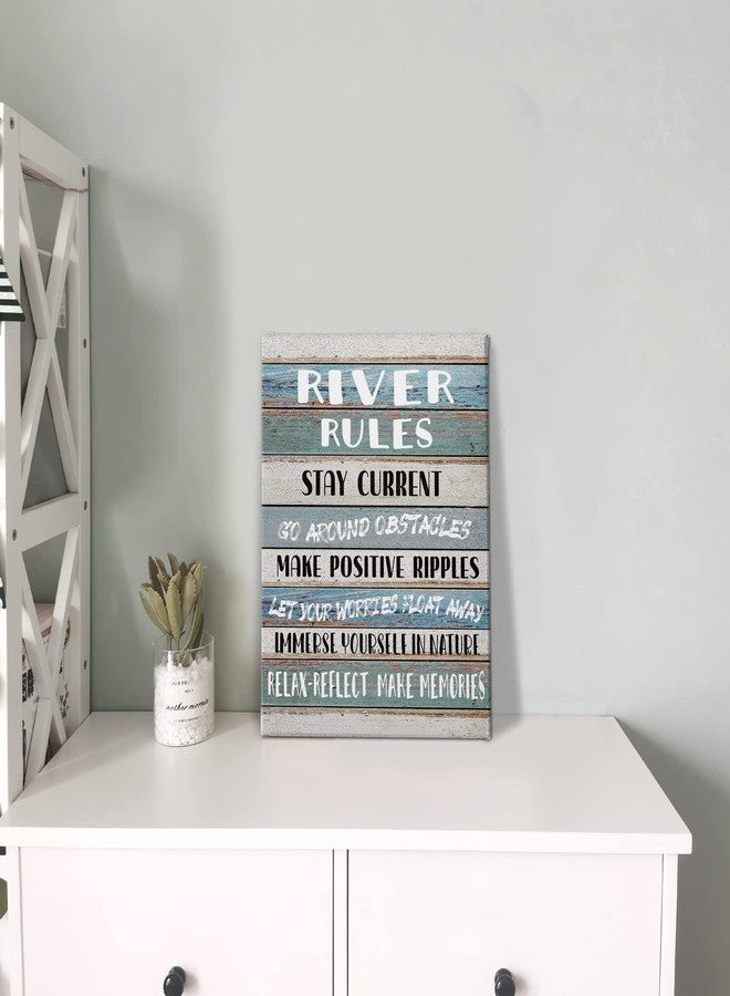 PHAMTE Funny River Rules Inspirational Quotes Wall Art, Farmhouse River Lake House Sign Print Framed Canvas Painting Artwork Home Room Office Decor（11x14 Inch - Image 4
