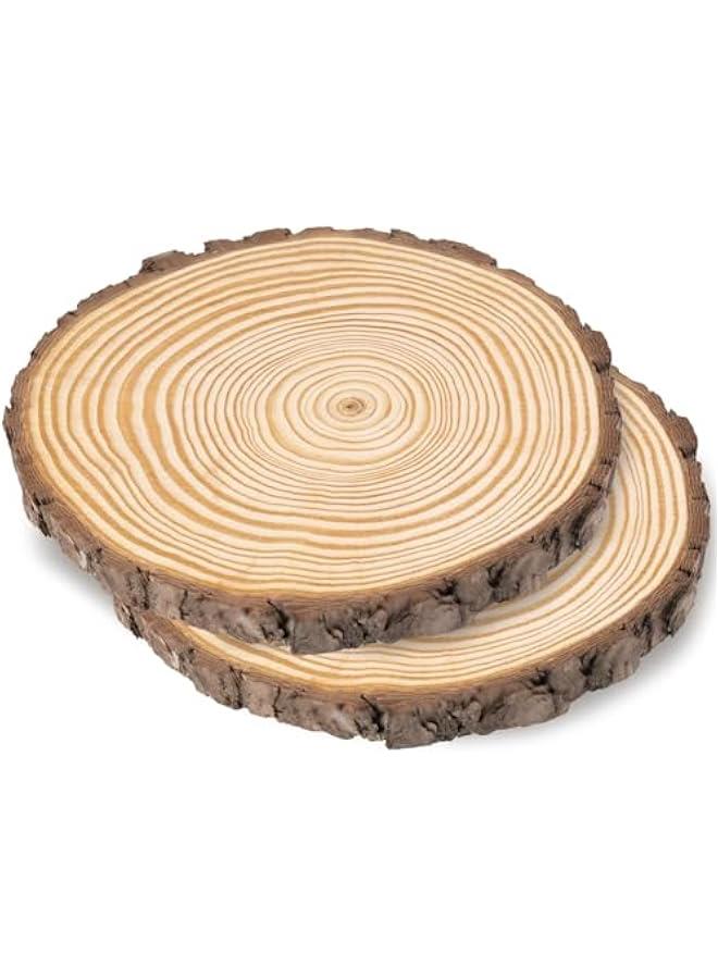 Arabest Natural Wood Slices Craft Wood Kit 7.9-8.7 Inch,2Pcs Wooden Circles Unfinished Log Wooden Rounds for Arts Crafts,Wedding,Party Home Decor, Ornaments DIY Projects - Image 1