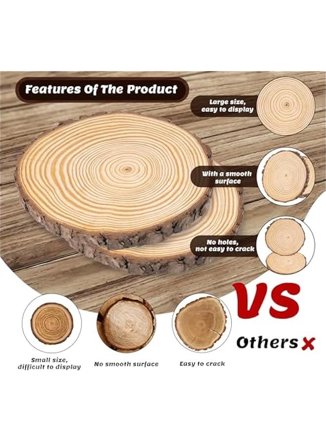 Arabest Natural Wood Slices Craft Wood Kit 7.9-8.7 Inch,2Pcs Wooden Circles Unfinished Log Wooden Rounds for Arts Crafts,Wedding,Party Home Decor, Ornaments DIY Projects - Image 2