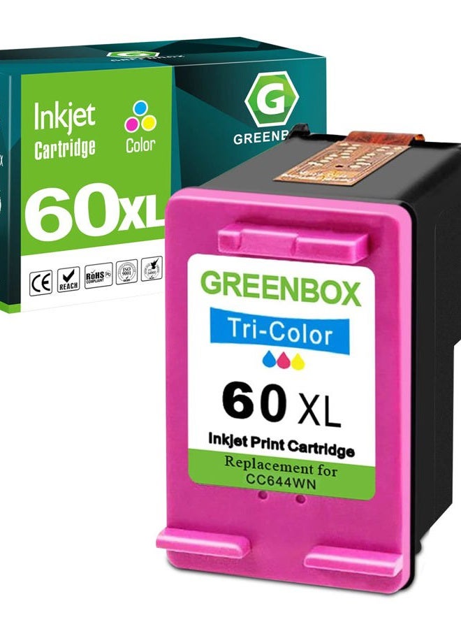 GREENBOX Remanufactured 60XL Color Ink Replacement for HP 60XL 60 XL Ink Cartridge for PhotoSmart C4780 C4680 C4795 C4640, Deskjet F4480 F4440 F2430 F4280, Envy 110 120 111 114 (1 Tri-Color) - Image 1
