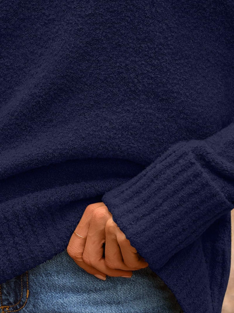 LILLUSORY Oversized Sweater Womens 2025 Fall Fashion Outfits Pullover Long Tunic Old Money Winter Cozy Clothes Cute Crewneck Trendy Knit Chunky Warm Knitted Ladies Top Navy Blue - Image 5