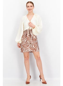 Women Tie Neck Animal Print Mini Dress, Cream - pzsku/Z5F185425F8947E20A1AAZ/45/_/1724351016/12f1acbd-9b0b-4a0b-a12f-cafdd39ab2be