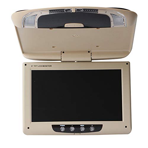 Kunfine Car Overhead Player 9 Inch Wide IPS Screen Video Car Roof Mount Monitor Stereo Flip Down Overhead Car Monitor Remote Control NO DVD（Beige） - Image 1