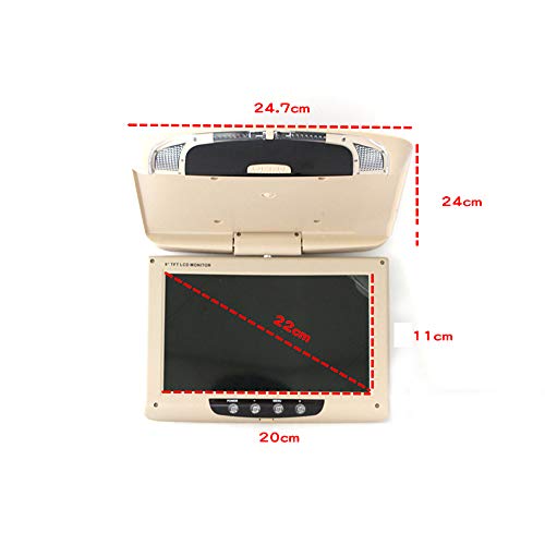 Kunfine Car Overhead Player 9 Inch Wide IPS Screen Video Car Roof Mount Monitor Stereo Flip Down Overhead Car Monitor Remote Control NO DVD（Beige） - Image 3