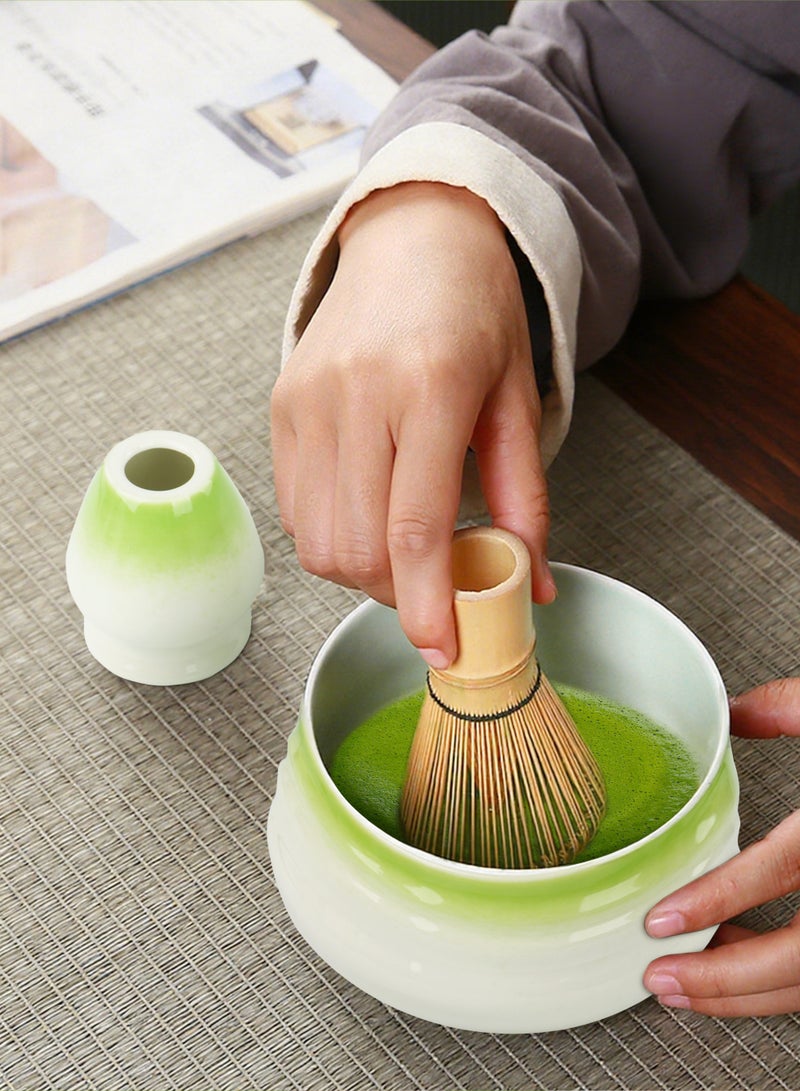 Xkimos Matcha Tea Set 5 Pieces, Traditional Japanese Tea Set, Including Matcha Bowl, Matcha Bamboo Whisk, Spoon, Stainless Steel Tea Sieve, Whisk Stand, Perfect with Traditional Matcha, Green - Image 5