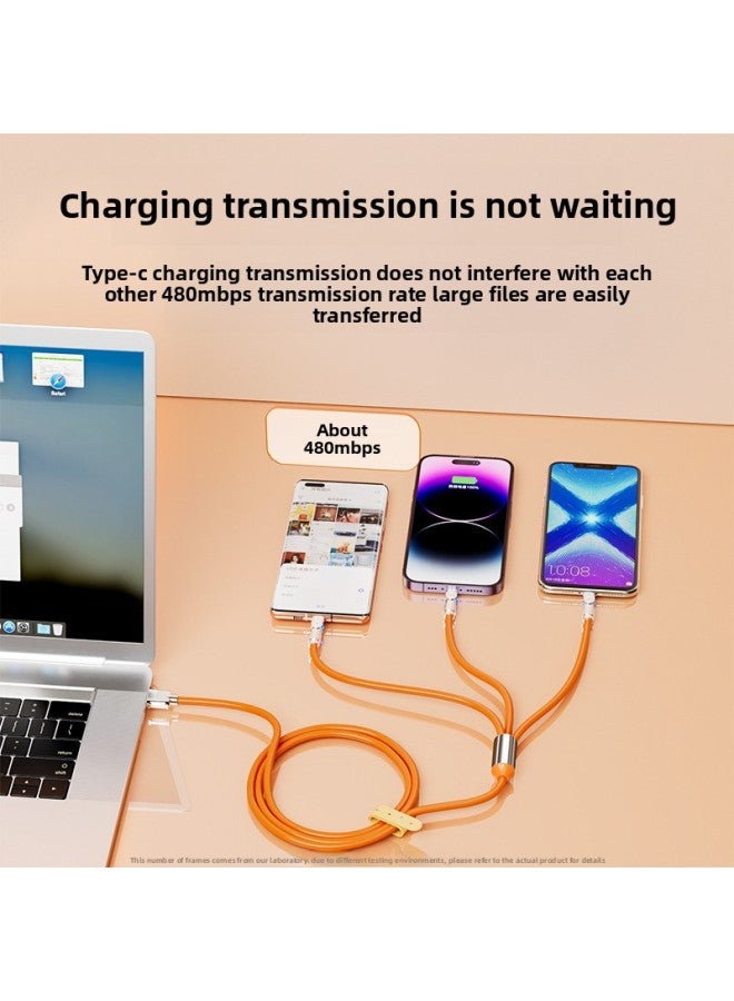 Three-in-one Fast Charging Data Cable For Apple For Huawei For Xiaomi Android Typec Car Multi-function Rotating Three Head 1-Color:Red Orange 【three-in-one Fast Charging Cable★180 Degree Rotatable】 - Image 3