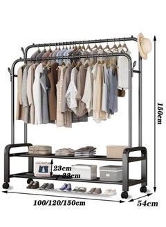 Cady One Clothes Organizer And Holder Metal Stand Black 110x54x150(132) cm  - Image 2