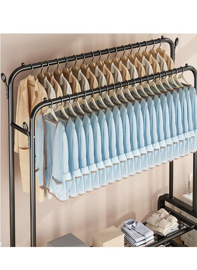 Cady One Metal Clothes Hanger Organizer and Black Clothes Stand with Wheels 110x55x150 cm  - Image 3