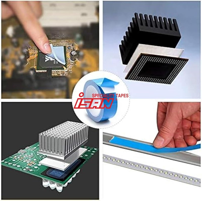 ISAN ® Double Sided Thermal Conductivity,Heat Transfer Tape, Width 10mm (0.4inch), Length 25Mtr (2 Pcs.) for Mounting CPU GPU SMD Chips Heatsink, Fixed Rug, Install LED Light Strips - Image 4