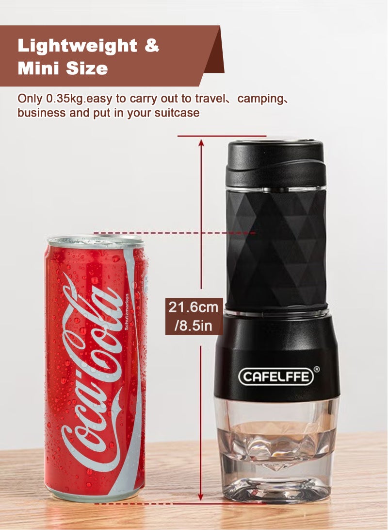 Cafelffe 3-in-1 Portable Espresso Coffee Machine Manual Milk Frother For Nespresso Capsule and Coffee Powder 120ML Black  - Image 2