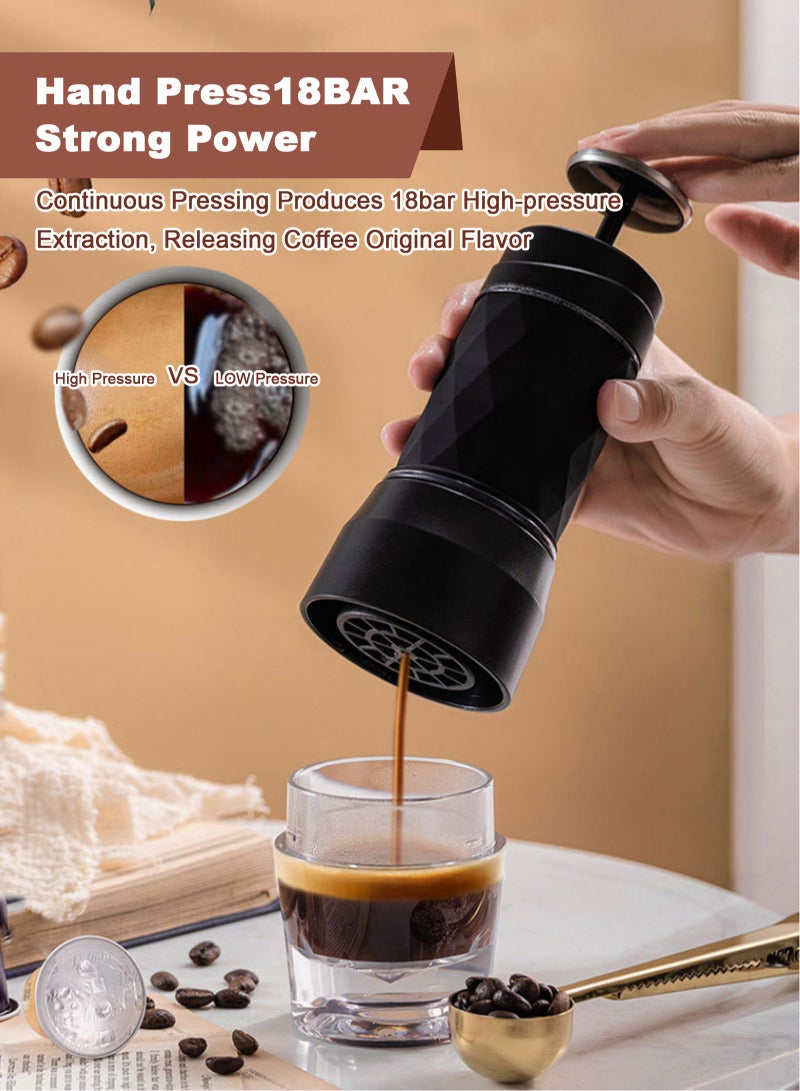 Cafelffe 3-in-1 Portable Espresso Coffee Machine Manual Milk Frother For Nespresso Capsule and Coffee Powder 120ML Black  - Image 3