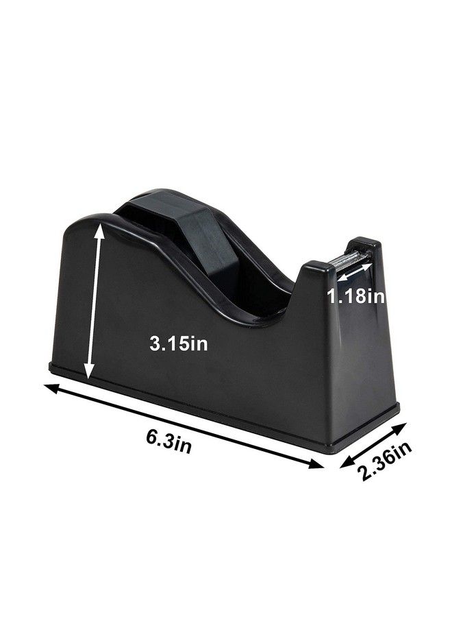 IHOMECOOKER Desktop Tape Dispenser Adhesive Roll Holder (Fits 1" & 3" Core) With Weighted Nonskid Base Black - Image 3