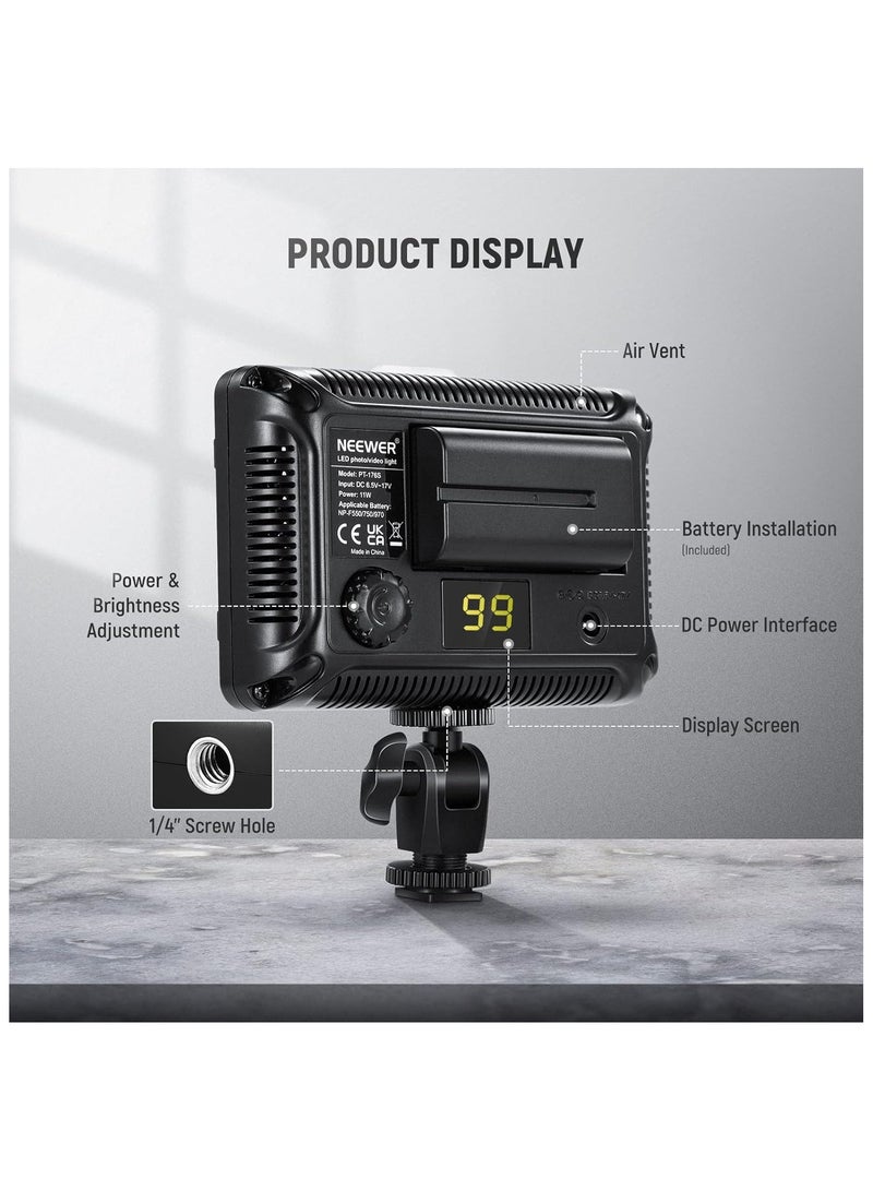 Neewer 176-LED Dimmable Light Panel with 2 x 2600 mAh Lithium Battery, Dual USB Battery Charger for Canon Nikon Digital SLR etc. for Video Recording in Photo Studio black - Image 4