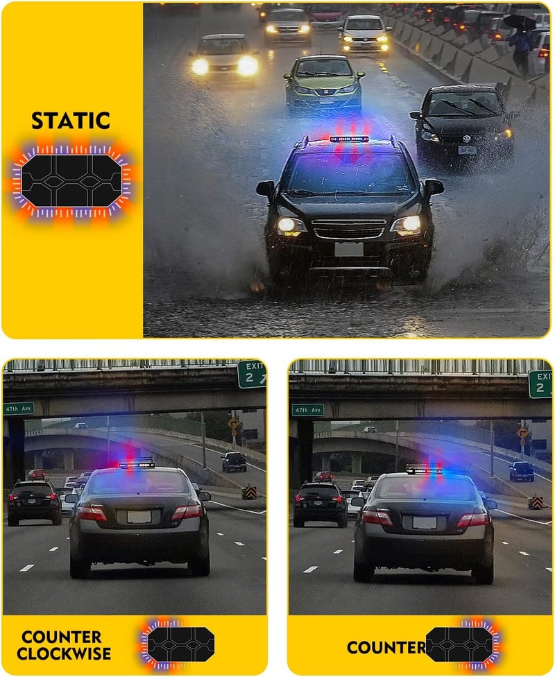 LUMENIX LED Rooftop Strobe Beacon Lights Bar with Controller - Red Blue Emergency Traffic Warning Lights - Image 5