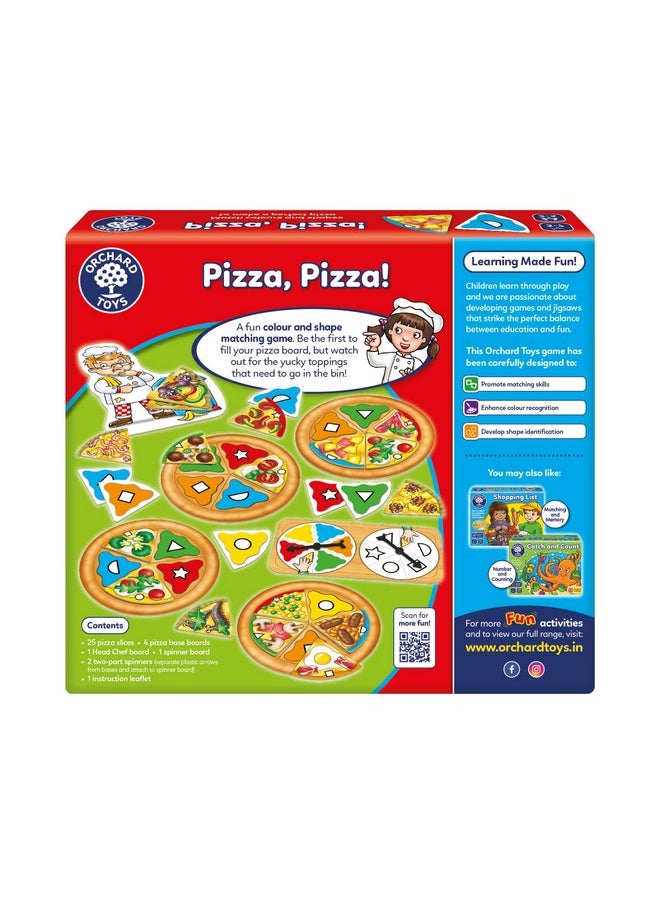 ORCHARD TOYS - Orchard Toys Pizza, Pizza Match Colours and Shapes Board Game Teacher Tested, Family Indoor and Outdoor Classic Game, Party Gift for Kids Age 3 to 7 Years - Image 1