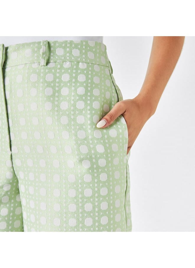 Iconic Iconic Textured Wide Leg Pants with Button Closure and Pockets  - Image 4