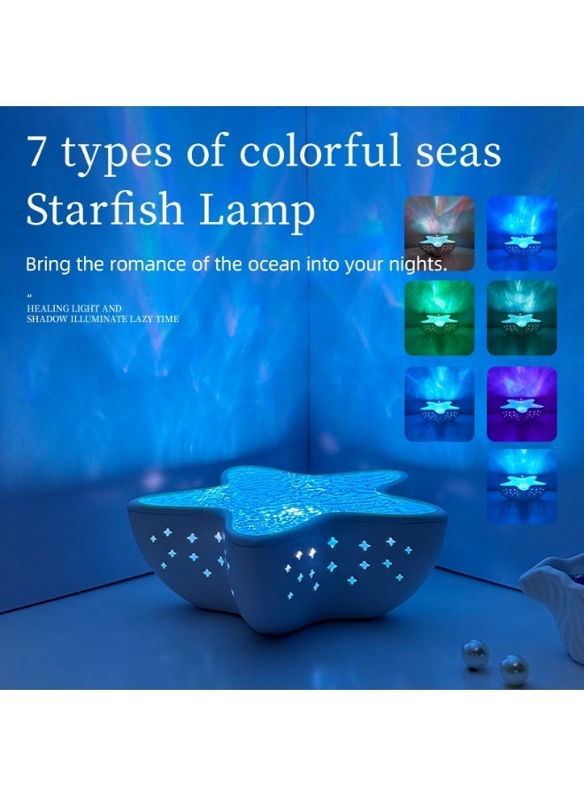 TANMASHI Starfish Ocean Wave Projector Night Lights for Kids Bedroom, 3D Dynamic Ocean Wave Star Projector Night Light, Eye-Caring Kids Lamp & Night Light Projector, Smart Stepless Dimming Cordless Projector Light & Star Light Projector - Image 3