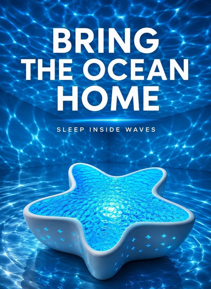 TANMASHI Starfish Ocean Wave Projector Night Lights for Kids Bedroom, 3D Dynamic Ocean Wave Star Projector Night Light, Eye-Caring Kids Lamp & Night Light Projector, Smart Stepless Dimming Cordless Projector Light & Star Light Projector - Image 1