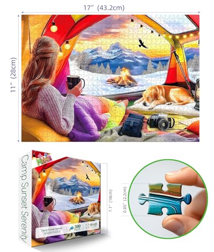MINIWAN Winter Tent View 300 Piece Puzzle for Adults Fun Puzzles for Adults 300 Pieces with HD Print Poster 17x11 Dust Free for Gifts Halloween Christmas Family Games Lovers - Image 5