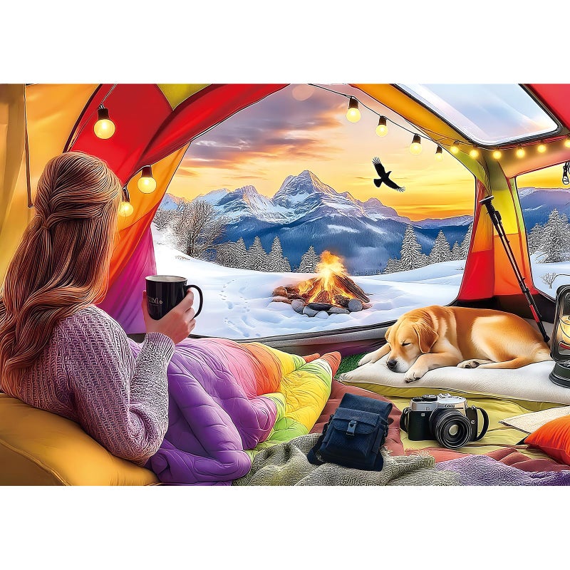 MINIWAN Winter Tent View 300 Piece Puzzle for Adults Fun Puzzles for Adults 300 Pieces with HD Print Poster 17x11 Dust Free for Gifts Halloween Christmas Family Games Lovers - Image 3