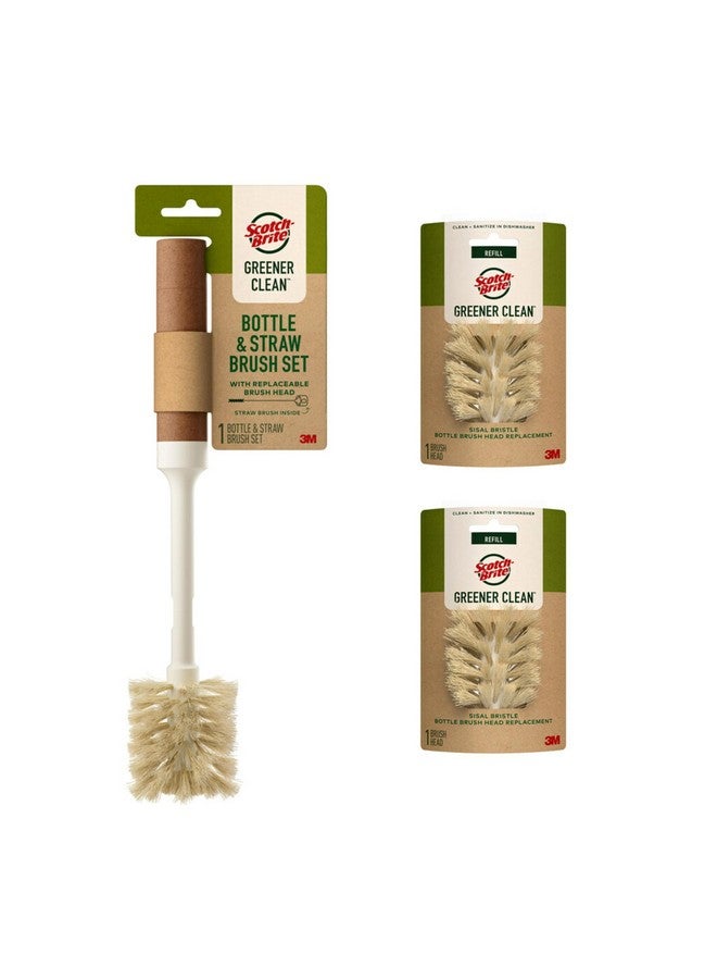 Scotch Brite Scotch-Brite Greener Clean Bottle & Straw Brush Set with 2 Replaceable Bottle Brush Heads - Image 1