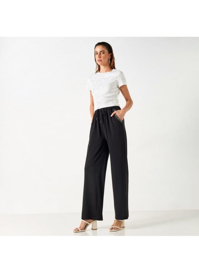 2Xtremz 2Xtremz Embellished Wide Leg Pants with Drawstring Closure  - Image 2
