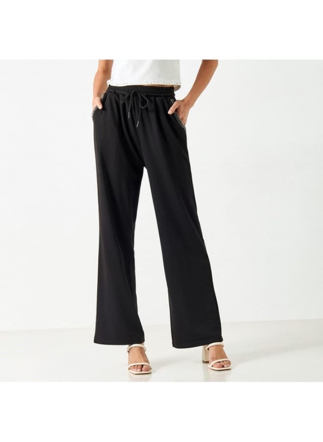 2Xtremz 2Xtremz Embellished Wide Leg Pants with Drawstring Closure  - Image 1
