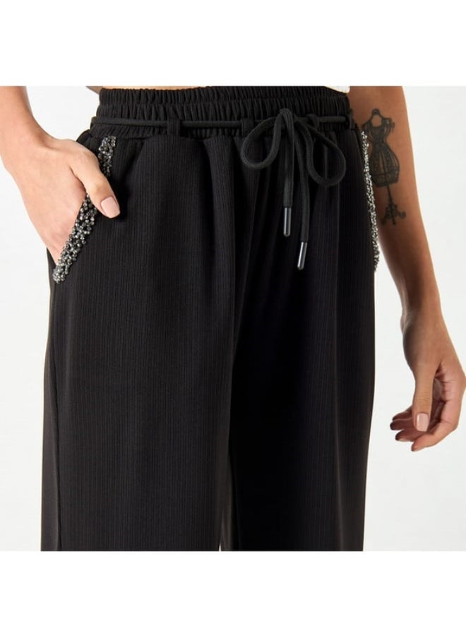 2Xtremz 2Xtremz Embellished Wide Leg Pants with Drawstring Closure  - Image 3