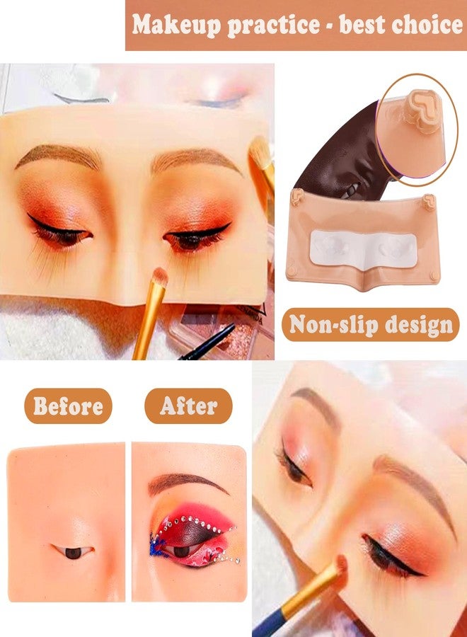 Penugo Makeup Practice Face Board, Silicone Makeup Mannequin Face for Makeup Artist Supplies, Mannequin Face for Makeup Practice with Makeup Brushes Rhinestones Sticker(Bright) - Image 5