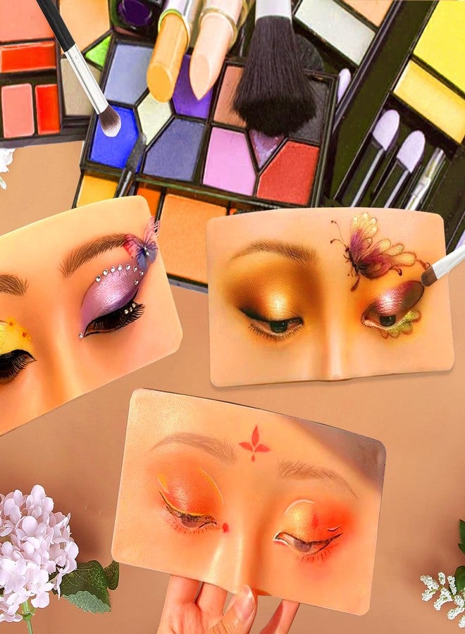 Penugo Makeup Practice Face Board, Silicone Makeup Mannequin Face for Makeup Artist Supplies, Mannequin Face for Makeup Practice with Makeup Brushes Rhinestones Sticker(Bright) - Image 3