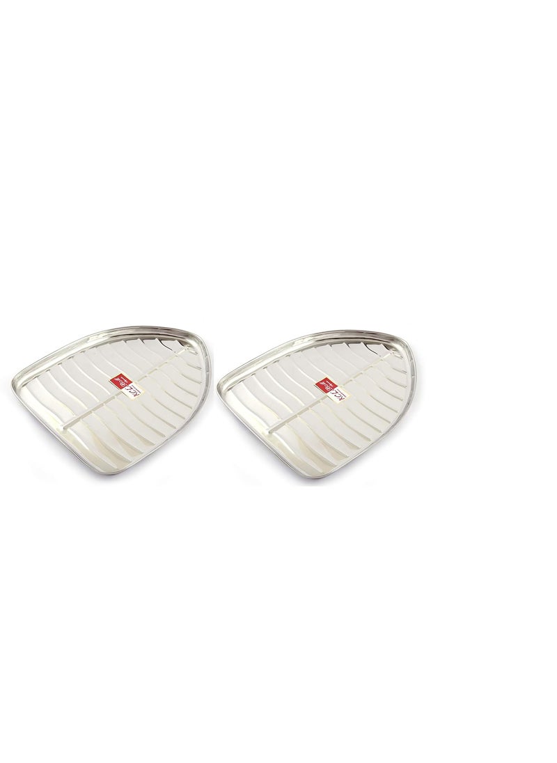 KCL KCL Stainless Steel Leaf Shaped Banana PlatesDinner PlatesLunch Plates Set of 2 Diameter 21 235 Cms  - Image 1