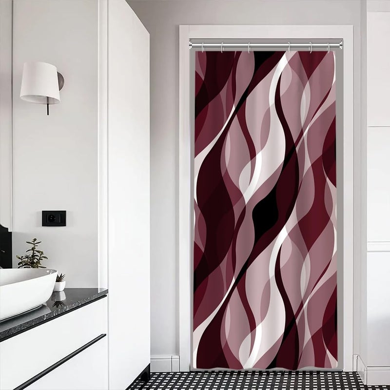 Ruelvth stall Stall Surtain Small Burgundy Surtain Stain for Bathroom Modern Waterproof Starter Ombre Surtain مع خطافات 36 × 72 بوصة - Image 1