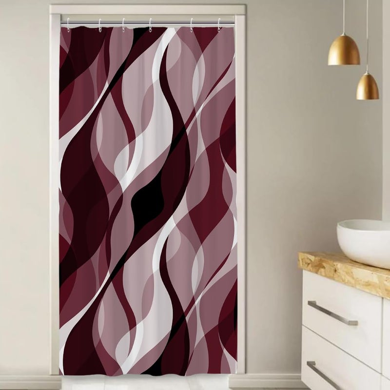 Ruelvth stall Stall Surtain Small Burgundy Surtain Stain for Bathroom Modern Waterproof Starter Ombre Surtain مع خطافات 36 × 72 بوصة - Image 3