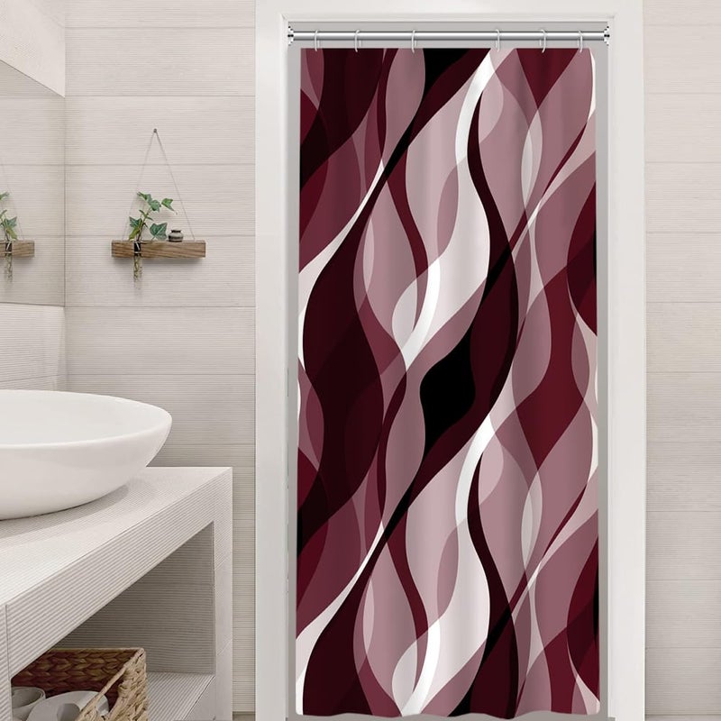 Ruelvth stall Stall Surtain Small Burgundy Surtain Stain for Bathroom Modern Waterproof Starter Ombre Surtain مع خطافات 36 × 72 بوصة - Image 2