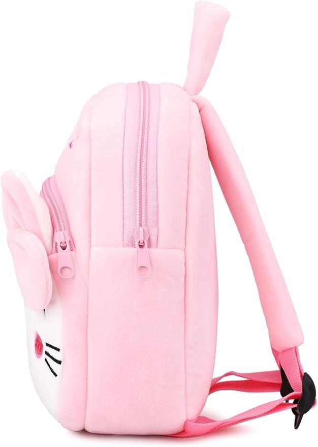 MELVIS Cute Kids Backpack Toddler Bag | Plush Animal Cartoon Mini Travel Bag for Baby Girl & Boy 1-5 Years | Small Size | Angel Baby Cream Design – Pink - Image 3